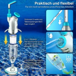 Tillvex Poolsauger Mit Akku Und 3,6 M Teleskopstange - Bis Zu 15 M³ | Pool Bodensauger Elektrisch | Poolreiniger Mit Filter & 2-Geschwindigkeits-System | Handsauger Reinigungsset Kabellos -Bestintex Geschaft 03cdbb0109cd71db2c3310e07a15cae8