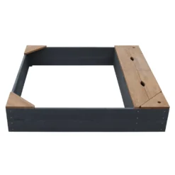 AXI Sandkasten Amy Aus Holz Mit Abdeckplane In Anthrazit & Braun | Sand Kasten Mit Abdeckung Für Kinder Mit Sitzbank, Sitzecken & Stauraum | 115 X 115 Cm -Bestintex Geschaft 044116ea30164cef93eaabf7b19ecb85