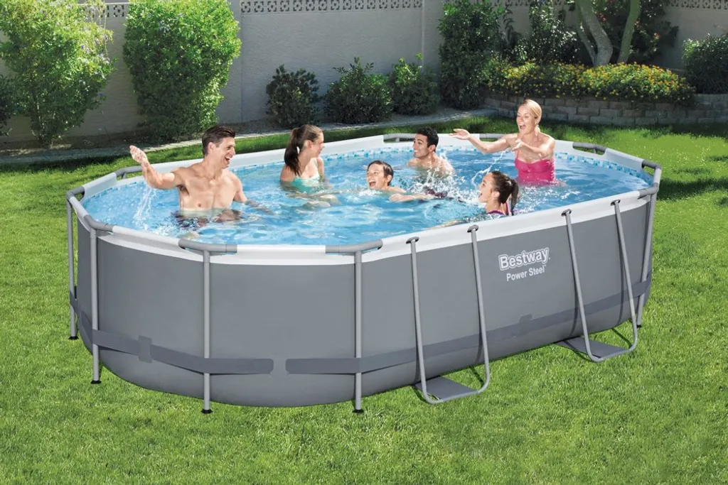 Bestway Power Steel Frame Pool Komplettset, Oval, 488 X 305 X 107 Cm (56448) 4 Bestway Power Steel Frame Pool Komplettset, Oval, 488 X 305 X 107 Cm (56448) – Bild 2
