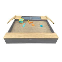 AXI Evy Sandkasten Aus Holz Mit Wasserbehälter, Sitzbank & Stauraum | Sandbox Für Kinder In Grau & Braun Mit Abdeckung & Plane | 119 X 117 Cm -Bestintex Geschaft 07d4fb5bce41b6235acf5a022d792bb0