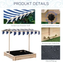 Outsunny Sandkasten Sandkiste Aus Holz Für Garten Sandkasten Mit Dach Felix Kindersandkasten Mit Dach Abnehmbar Rücklehnen Verstellbar Tannenholz 3-7 Jahren 106 X 106 X 121 Cm Natur -Bestintex Geschaft 08675251ed56ac8f7720ebba3b361b6a