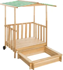Tectake Sandkasten Und Spielveranda Mit Dach 106x105x137cm - Grün