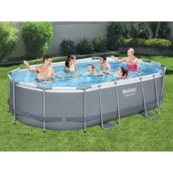 Bestway Power Steel™ Frame Pool Komplett-Set, Oval, Mit Filterpumpe, Sicherheitsleiter & Abdeckplane 488 X 305 X 107 Cm, Schwimmbecken, Schwimmen, Pools -Bestintex Geschaft 08ccd4940dd55ca7c6f4441b39336ea2