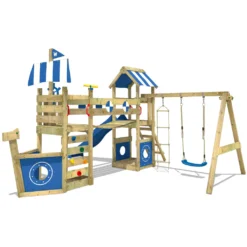 WICKEY Spielturm Klettergerüst StormFlyer Mit Schaukel & Rutsche, Baumhaus Mit Sandkasten, Kletterleiter & Spiel-Zubehör - Blau -Bestintex Geschaft 0b3e72012a09e79886bec080c57395c2