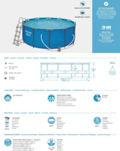 BESTWAY 56420 Steel Pro Max Swimmingpool Filterpumpe Leiter Cover Rund 366x122cm -Bestintex Geschaft 0b41588f56150e4489cf973ef050a757