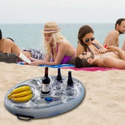 70*50cm Aufblasbar Getränkehalter Schwimmende Becherhalter Snackhalter Weintisch Tragbarer Picknicktisch Für Pool Party