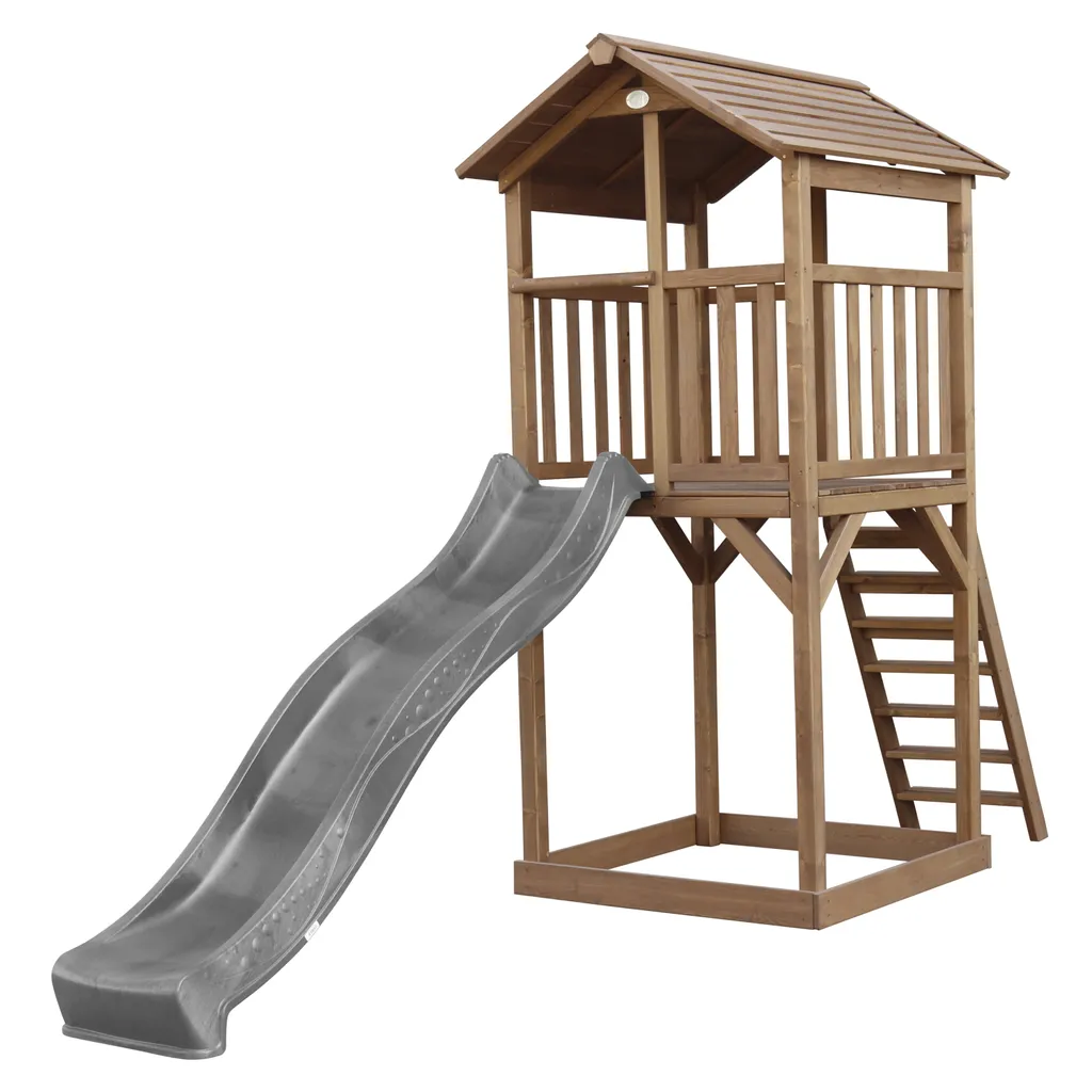 AXI Beach Tower Spielturm Aus Holz In Braun | Spielhaus Für Kinder Mit Grauer Rutsche Und Sandkasten | Stelzenhaus Für Den Garten 3 AXI Beach Tower Spielturm Aus Holz In Braun | Spielhaus Für Kinder Mit Grauer Rutsche Und Sandkasten | Stelzenhaus Für Den Garten