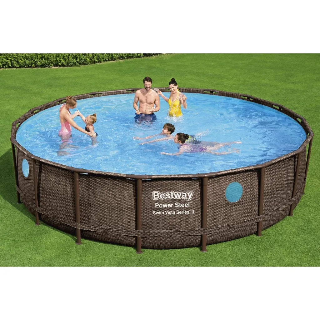 Bestway Power Steel™ Frame Pool Komplett-Set, Rund, 549x122cm, 56977, Rattanoptik, Integrierte Fenster Bullaugen 12 Bestway Power Steel™ Frame Pool Komplett-Set, Rund, 549x122cm, 56977, Rattanoptik, Integrierte Fenster Bullaugen – Bild 10