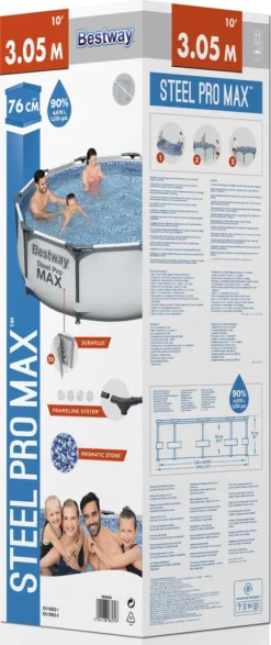 Bestway® Steel Pro MAX™ Frame Pool Ohne Pumpe Ø 305 X 76 Cm, Lichtgrau, Rund -Bestintex Geschaft 0f34227ab9011ca7d28cb9245ade46ff