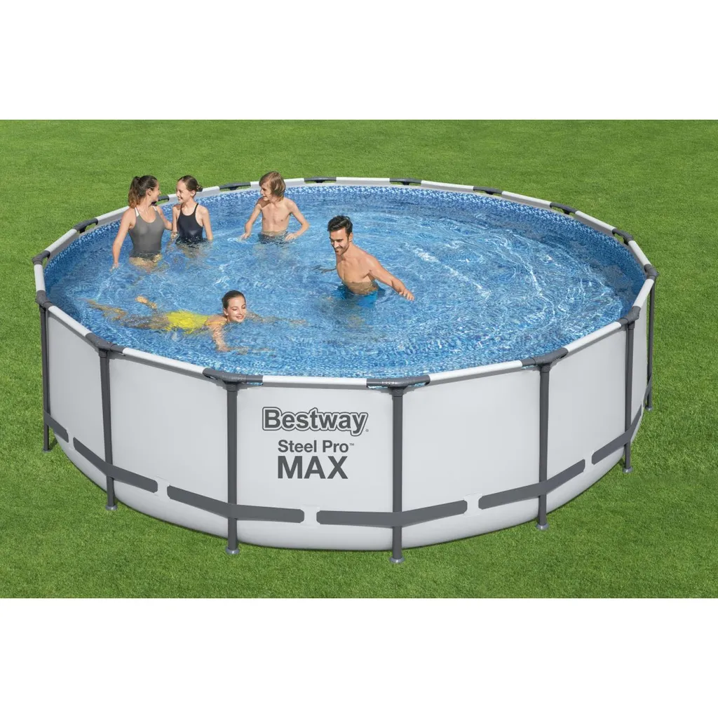 Bestway® Steel Pro MAX™ Frame Pool Komplett-Set Mit Filterpumpe Ø 488 X 122 Cm , Lichtgrau, Rund 12 Bestway® Steel Pro MAX™ Frame Pool Komplett-Set Mit Filterpumpe Ø 488 X 122 Cm , Lichtgrau, Rund – Bild 10