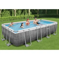 Bestway Power Steelâ„¢ Frame Pool Komplett-Set, Eckig, Mit Filterpumpe, Sicherheitsleiter & Abdeckplane 549 X 274 X 122 Cm, Schwimmbecken, Schwimmen, Pools