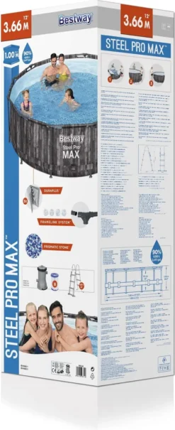 Bestway® Steel Pro MAX™ Frame Pool-Set Mit Filterpumpe Ø 366 X 100 Cm, Holz-Optik (Mooreiche), Rund -Bestintex Geschaft 11341e467d89761337c7ff4327abe5ff