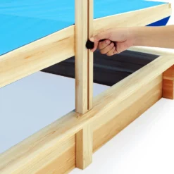 Spielwerk Sandkasten Midi Mit Dach Höhenverstellbar Neigbar 120x120cm Sandkiste Holz Natur UV 50+ Sonnenschutz Abdeckung Sandbox Sandspielzeug Kinder -Bestintex Geschaft 1152423c42228a0cc098d228bf2ac8cc