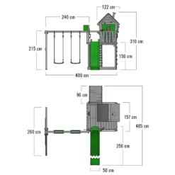 FATMOOSE Spielturm Klettergerüst HappyHome Mit Schaukel & Rutsche, Spielhaus Mit Sandkasten, Leiter & Spiel-Zubehör - Grün -Bestintex Geschaft 118b68302666867d0f01d3835088f797