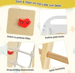COSTWAY 8 In 1 Kletterspielzeug Set, Inkl. Klettergerüst, Turnringen, Kletterleiter, Rutsche, Strickleiter, Kletterfels, Kletternetz, Schaukel Und Zeichentafel, Für Kleinkinder Ab 3 Jahren (Natur) -Bestintex Geschaft 12b553ecdfa198421e86ff05e4c71ac7