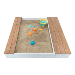 AXI Evy Sandkasten Aus Holz Mit Wasserbehälter, Sitzbank & Stauraum | Sandbox Für Kinder In Weiß & Braun Mit Abdeckung & Plane | 119 X 117 Cm -Bestintex Geschaft 12baac71a4e3792a2c9ef70bd6bcf008