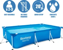 Bestway® Steel Pro™ Frame Pool Ohne Pumpe 300 X 201 X 66 Cm, Blau, Eckig -Bestintex Geschaft 131731ee771b3ea0e7538ea393665ee0