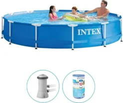 INTEX Metal Frame Set Zwembad Incl. Filterpomp (Ø:366cm. H:76cm) -Bestintex Geschaft 13a8db53a130fb3c8976d677465da2c1
