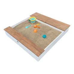 AXI Evy Sandkasten Aus Holz Mit Wasserbehälter, Sitzbank & Stauraum | Sandbox Für Kinder In Weiß & Braun Mit Abdeckung & Plane | 119 X 117 Cm -Bestintex Geschaft 14fd205f0462509d5c3ab580e995b4bc