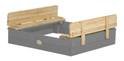 AXI Sandkasten Ella Aus Holz Mit Deckel | Sand Kasten In Grau Mit Sitzbank & Abdeckung Für Kinder | 100 X 95 Cm