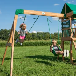 Backyard Discovery Spielturm Buckley Hill Aus Holz | XXL Spielhaus Für Kinder Mit Rutsche, Schaukel Und Kletterleiter | Stelzenhaus Für Den Garten -Bestintex Geschaft 17896f4d66d03bd30ceeab02719426f6