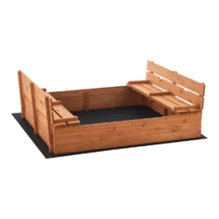 Sandkasten Campillos 23,5 X 118 X 114 Cm Holzsandkasten Mit Zuklappbaren Bänken Klappbare Deckel Sandkiste Tannenholz Natur -Bestintex Geschaft 19856be3b8e01be7c0886ebbf609072e