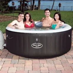 Bestway Whirlpool Lay-Z-Spa Miami | 4 Personen | 81 Massageluftdüsen | Automatisch Aufblasbar | 180x66 Cm | Schwarz/türkis | Abdeckung | Indoor Outdoor -Bestintex Geschaft 1a97b89b70a25555734b4d513e9b4481