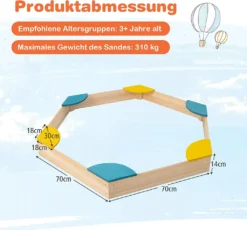 COSTWAY 140 X 122 X 14 Cm Sandkasten Holz, Sandbox Mit 6 Integrierten Sitzen, Sandkiste Für Kinder Ab 3 Jahre -Bestintex Geschaft 1bf3eb64660a05802f50e39348619160