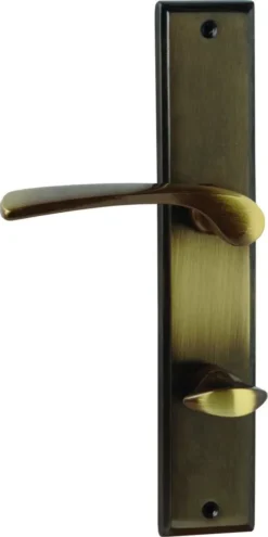 Alpertec WC-Langschildgarnitur Nelson Messing Bronze Eckig