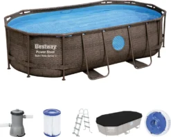 Bestway® Power Steel™ Swim Vista Series™ Aufstellpool Komplett-Set Mit Filterpumpe 427 X 250 X 100 Cm, Rattan-Optik (Schokobraun), Oval -Bestintex Geschaft 1f6d65c61704c99a933c7ebe9ef0cc98