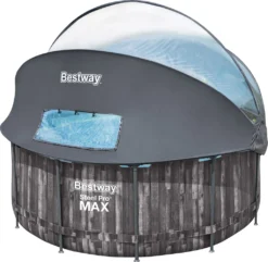 Bestway® Steel Pro MAX™ Frame Pool Set Mit Filterpumpe + Verdeck Ø 366 X 122 Cm, Lichtgrau, Rund