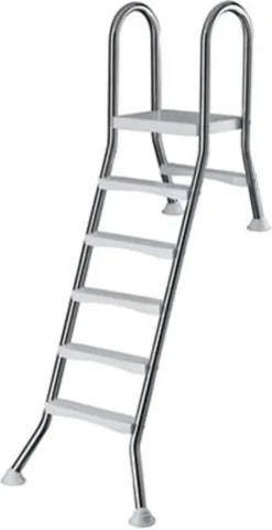 Halbhochbeckenleiter Edelstahl Für 1,20m Pool Einbauleiter Poolleiter Edelstahlleiter