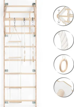 MAMOI® Klettergerüst Indoor, Sprossenwand Für Kinderzimmer, Turnringe Kinder Für Klettern, Kletterwand Und Spielgeräte, Turngeräte Mit Klimmzugstange Für Drinnen, Sportgeräte Ab 3 Jahren -Bestintex Geschaft 219a1455ebb20b7b939f3185ba76ba01