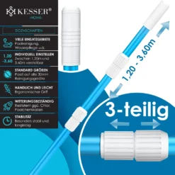 KESSER® Pool Teleskopstange Aluminium Poolstange | Stange Zur Poolreinigung 3-teilig | Einstellbar Von 1,20m Bis 3,60m | Witterungsbeständig Und Stabil, Farbe:Blau -Bestintex Geschaft 249e2951b84b8d62b5ec49d698201607