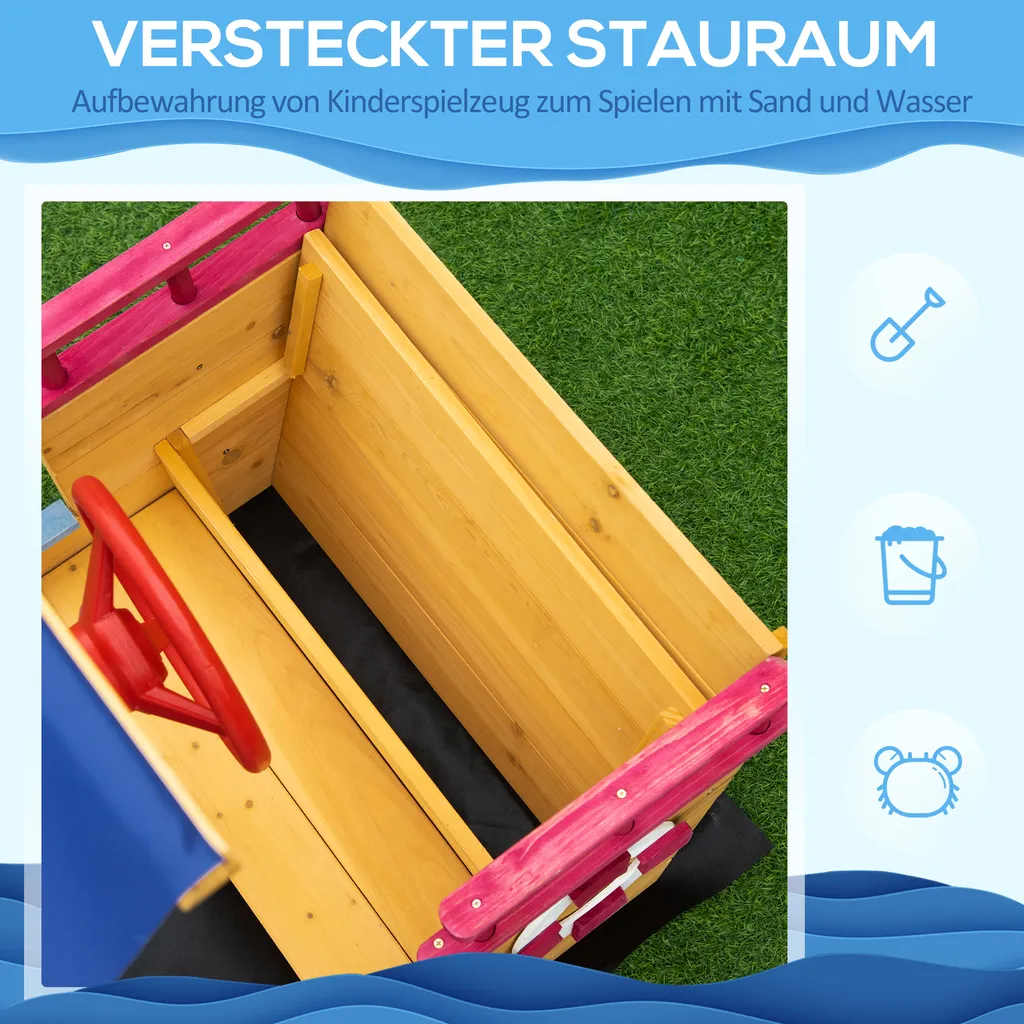 Outsunny Sandkasten Schiff Design Matschekiste Aus Holz Segelschiff Piratenschiff Für Kinder 3-8 Jahre Orange 160 X 70 X 103 Cm 8 Outsunny Sandkasten Schiff Design Matschekiste Aus Holz Segelschiff Piratenschiff Für Kinder 3-8 Jahre Orange 160 X 70 X 103 Cm – Bild 6