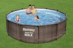 BESTWAY 56709 Steel Pro Max Frame Pool Set Rund Filterpumpe Leiter Braun 366x100