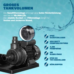 Monzana Sandfilteranlage Pool Selbstansaugend 10.200L/h 400 Watt 2in1 Adapter Ø32mm – 38mm 7Wege Ventil Sandfilterpumpe Poolfilter Wasser Filteranlage -Bestintex Geschaft 27cc7f6c94681c1eb0e2c461f18ebfb7