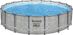 Bestway® Steel Pro MAX™ Aufstellpool Komplett-Set Mit Filterpumpe Ø 549 X 122 Cm, Steinwand-Optik (Cremegrau), Rund
