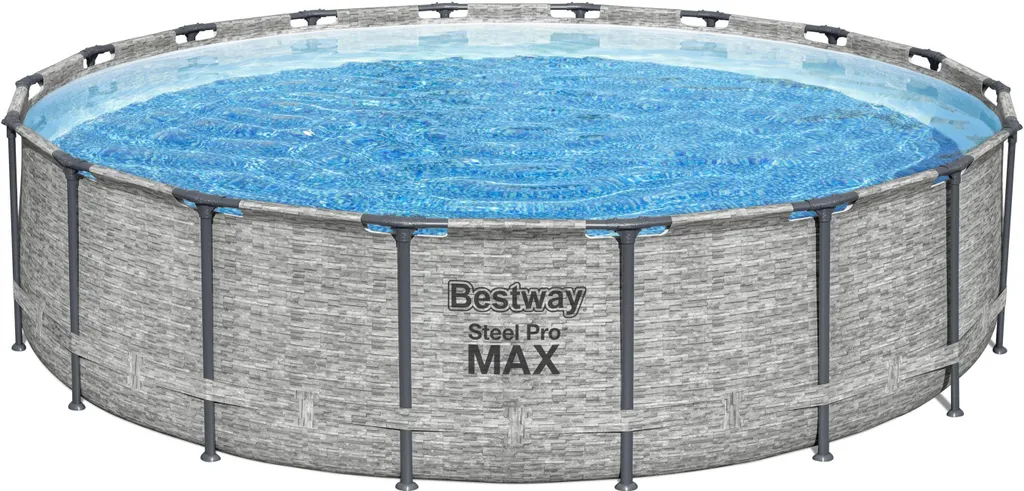 Bestway® Steel Pro MAX™ Aufstellpool Komplett-Set Mit Filterpumpe Ø 549 X 122 Cm, Steinwand-Optik (Cremegrau), Rund 3 Bestway® Steel Pro MAX™ Aufstellpool Komplett-Set Mit Filterpumpe Ø 549 X 122 Cm, Steinwand-Optik (Cremegrau), Rund