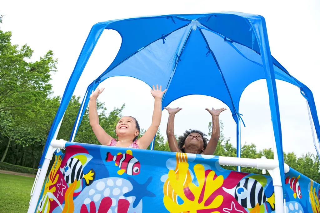 Bestway® Steel Pro™ Aufstellpool Mit Sonnenschutzdach "Splash-in-Shade" Ohne Pumpe Ø 183 X 51 Cm, Buntes Unterwasser-Design, Rund 11 Bestway® Steel Pro™ Aufstellpool Mit Sonnenschutzdach "Splash-in-Shade" Ohne Pumpe Ø 183 X 51 Cm, Buntes Unterwasser-Design, Rund – Bild 9