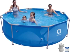 Avenli® Frame Pool Set 300 X 76 Cm, Aufstellpool Rund, Mit Pumpe, Blau
