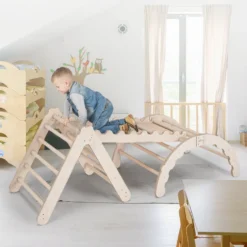 MAMOI® Klettergerüst Indoor, Kletterdreieck Mit Rutsche Aus Holz, Kletterbogen, Baby Kinder Klettern, Regenbogenwippe Mit Rutschbrett, Holzbogen Triangle Für Spielplatz Ab 1/2/3 Jahre -Bestintex Geschaft 2b057d547cbd31d357f3789469074d12