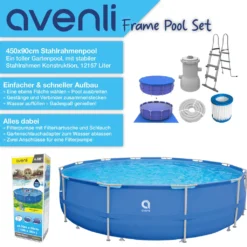 Avenli® Frame Pool Komplettset 450 X 90 Cm, Aufstellpool Rund, Mit Pumpe, Blau -Bestintex Geschaft 310ef439cde872b57701b7ce48ee9b3e