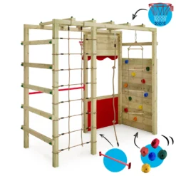 WICKEY Klettergerüst Spielturm Smart Action Gartenspielgerät Mit Kletterwand & Spiel-Zubehör - Rot -Bestintex Geschaft 31f9f12d1d20e19033c2b6ffe918eb03