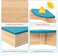 COSTWAY 140 X 122 X 14 Cm Sandkasten Holz, Sandbox Mit 6 Integrierten Sitzen, Sandkiste Für Kinder Ab 3 Jahre -Bestintex Geschaft 3401b8102123e5279bf588c398e04e23