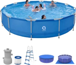 Avenli® Frame Pool Komplettset 450 X 90 Cm, Aufstellpool Rund, Mit Pumpe, Blau