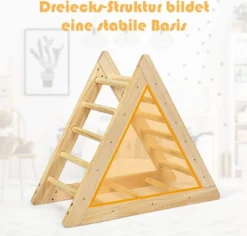COSTWAY Kletterdreieck Aus Holz, Klettergeruest Fuer Kleinkinder Ab 3 Jahren, Zur Entwicklung Grobmotorischer Faehigkeiten, Natur -Bestintex Geschaft 34e4e249ef4876ea0c772aa2fdb1bcef