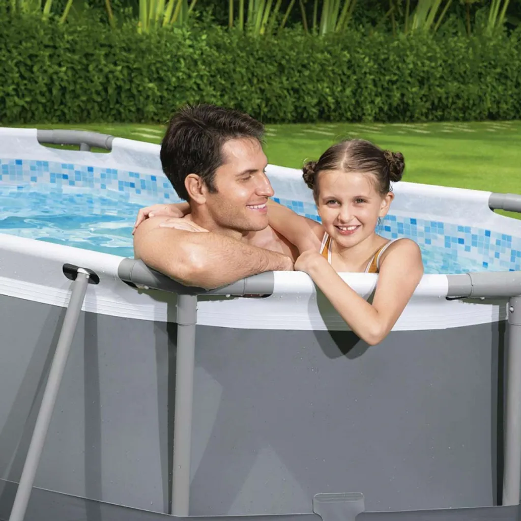 Bestway 5614A Power Steel Ovaler Oberirdischer Pool 305x200x84cmHöhe (cm): 84, Breite (cm): 305, Zusammensetzung: PVC, Länge (cm): 200, Gestalten: Oval, Maße: 3 - 3,99 M, Filterpumpe: 58381 16 Bestway 5614A Power Steel Ovaler Oberirdischer Pool 305x200x84cmHöhe (cm): 84, Breite (cm): 305, Zusammensetzung: PVC, Länge (cm): 200, Gestalten: Oval, Maße: 3 - 3,99 M, Filterpumpe: 58381 – Bild 14