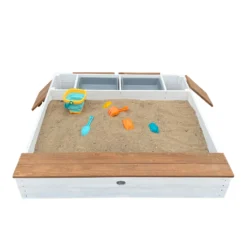 AXI Evy Sandkasten Aus Holz Mit Wasserbehälter, Sitzbank & Stauraum | Sandbox Für Kinder In Weiß & Braun Mit Abdeckung & Plane | 119 X 117 Cm -Bestintex Geschaft 36c378f65a57be60f84bb2a1a4a69114