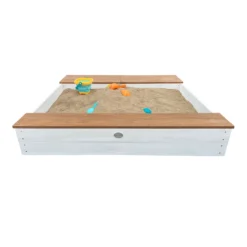 AXI Evy Sandkasten Aus Holz Mit Wasserbehälter, Sitzbank & Stauraum | Sandbox Für Kinder In Weiß & Braun Mit Abdeckung & Plane | 119 X 117 Cm -Bestintex Geschaft 38d3095b1f90075aac569fa152d6db5d